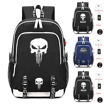 

New The Punisher USB Backpack Laptop Bags Cosplay Comics School Bags Bookbag Kids Teens Shoulder Travel Bags