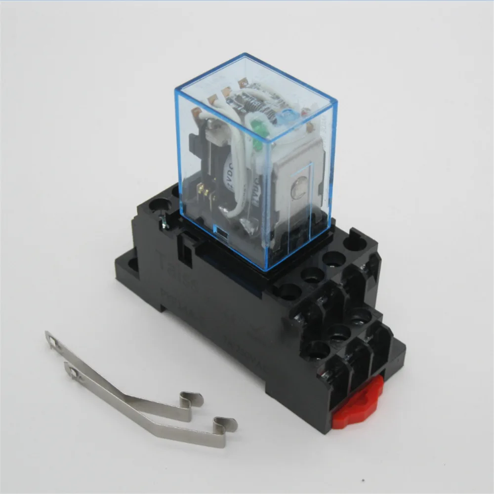 

HH54P Coil 14 Pins 4PDT 4NO 4NC Electromagnetic Power Relay 5A with Socket Base My4j AC12V/24V/110V(can choose)