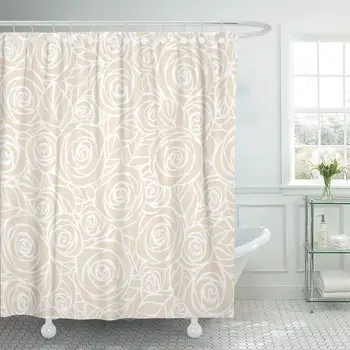 

Shower Curtain with Hooks Vintage Floral Easily in The Center Not Cut Every Flower and Leaf is Separate Group Bathroom