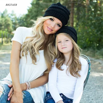 

2017 Wool knit baby hats Europe and the United States new autumn and winter parental hat warm hedge hat kids photography props
