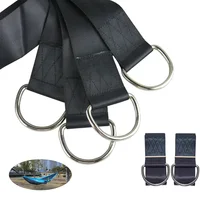 2 x Rope Lock Tie Strength Polyester Webbing Straps Safe Ropes Outdoor Swing Straps Hammock Straps Load 300KG black 5*150CM 1