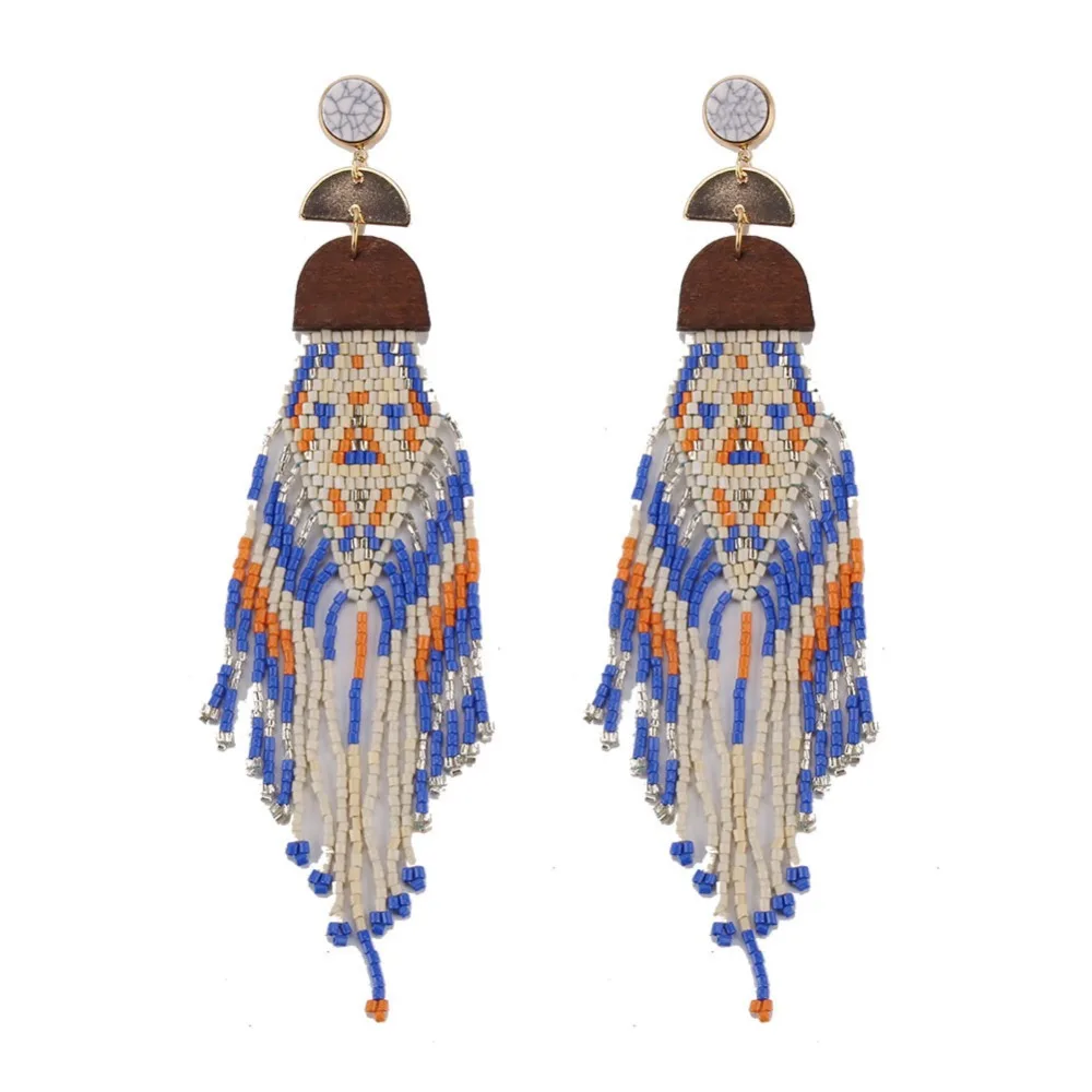 Miwens, цветные этнические длинные висячие серьги в богемном стиле с кисточками, женские весенне-летние свадебные массивные ювелирные изделия ручной работы,, A563