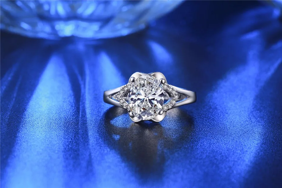 Vintage White Gold Plated Rings for Women 925 Silver Star-shaped Party Rings Wedding Engagement CZ Diamond Jewelry Bijoux 2