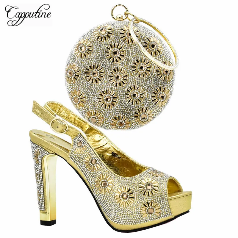 

Capputine High Quality Italian High Heels Shoes And Bag Set For Party African Woman Purple Shoes And Bag To Match Set DF-08