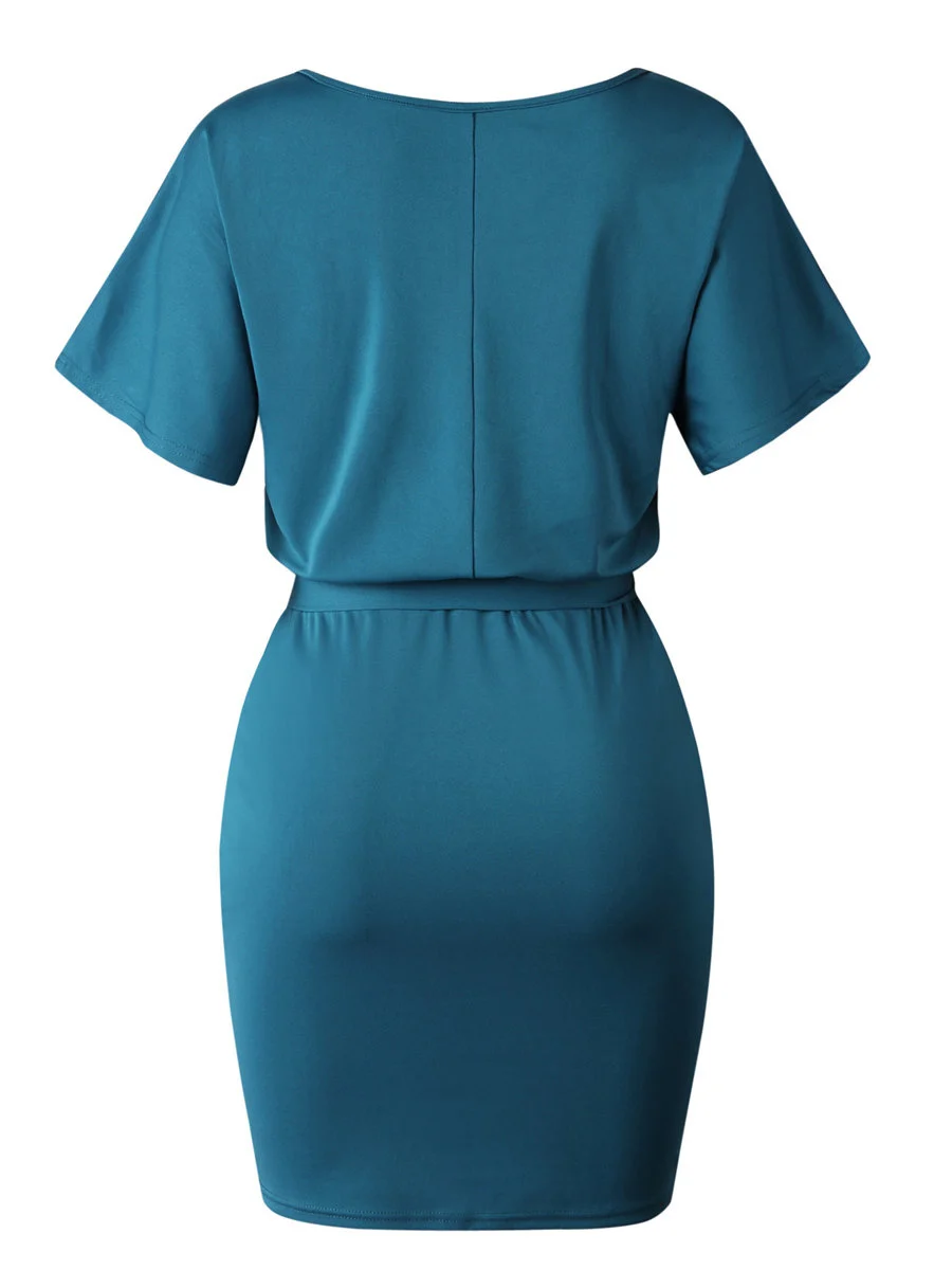 Gladiolus 2019 New Summer Women Dress Short Sleeve O Neck Tunic Casual Midi Dress With Belt Ladies Dresses Sundresss Vestidos (22)