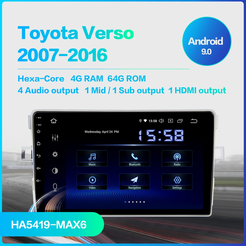 Discount Dasaita Car Radio 1 Din Android 9.0 for Toyota Verso EZ Navigation 2012 2013 2014 2015 2016 MP3 8" Multi Touch Screen 4GB RAM 1