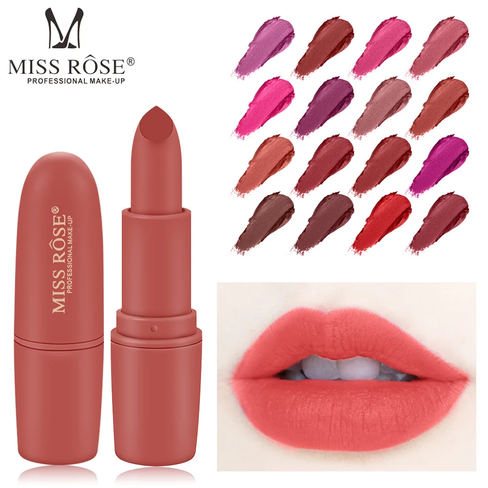 56 Kiss me stupid# MISS ROSE Brick Red Bullet матовая помада легко носить стойкая красная Фирменная помада, макияж, сексуальная помада