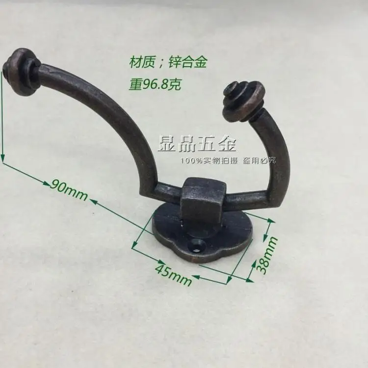 

90*38mm Coathook Black clothes hanging hook Single hook Antique Furniture Hardware hook up Furniture Hook wholesale