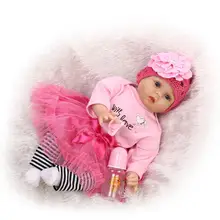 22 inch 55 cm baby reborn Silicone dolls, lifelike doll reborn Red rose princess dress cute doll