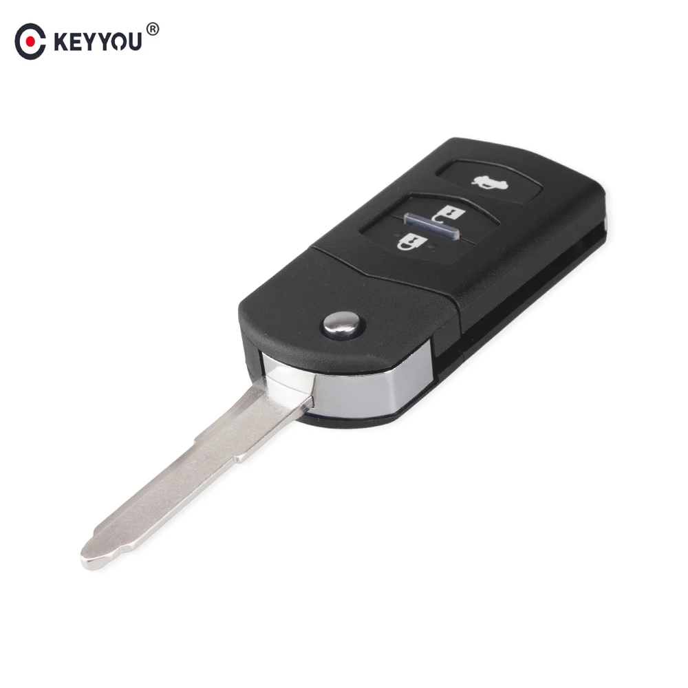 

KEYYOU 3 Buttons Uncut Blade Filp Folding Car Remote Key Shell Fob Case For MAZDA 2 3 5 6 RX8 MX5 Replacement Free Shippping