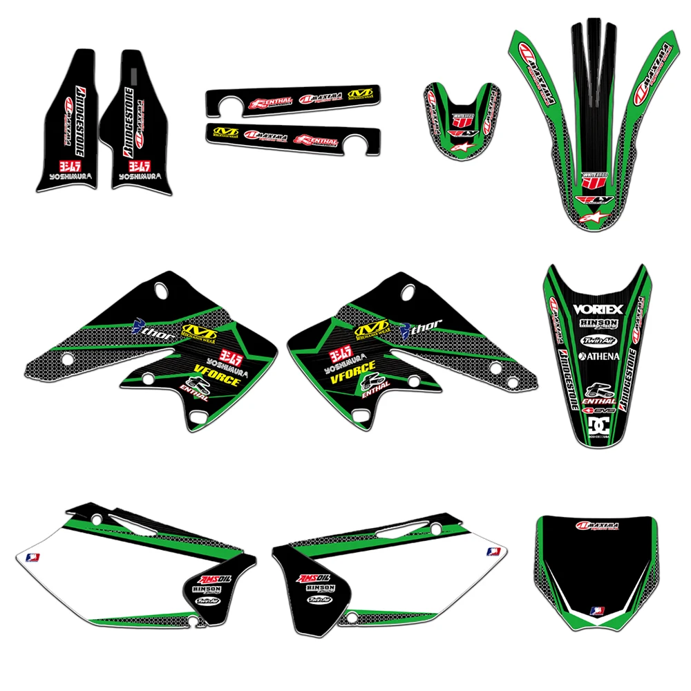 Новый стиль графика и фоны мотоцикла наклейки наборы наклеек для Kawasaki KX250F KXF250 2004