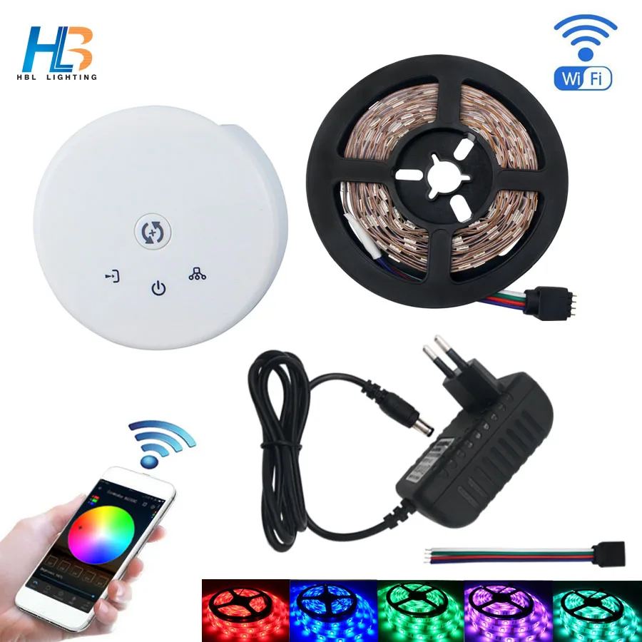 HBL WIFI Светодиодная лента не Водонепроницаемая 5 м 10 15 М 5050 led RGB IP65 + НЛО контроллер