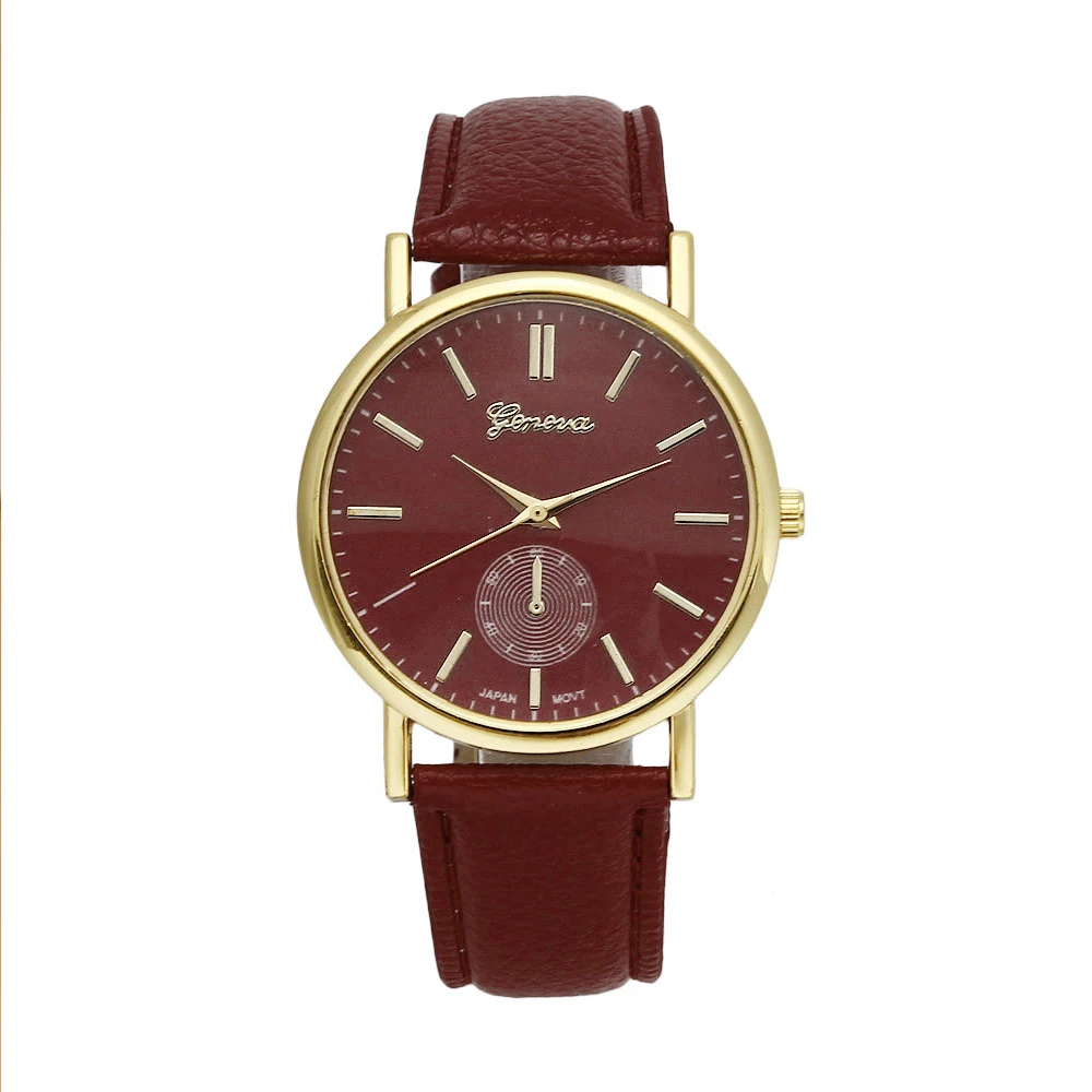 

Splendid New Geneva Unisex Leather Band Analog Quartz Vogue WristWatch Watches