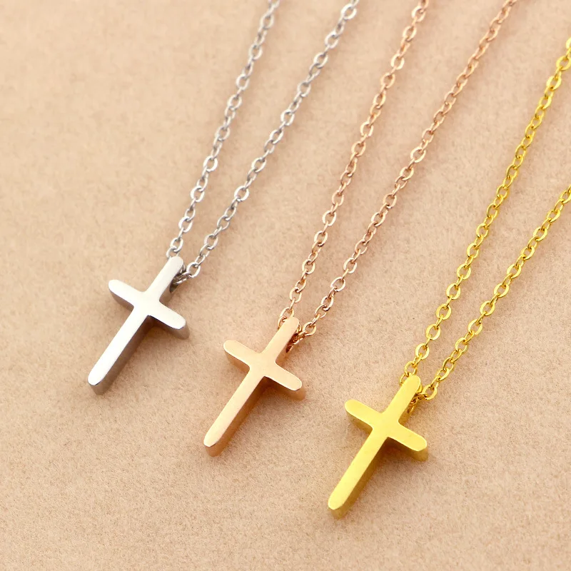 stainless steel cross necklace women's