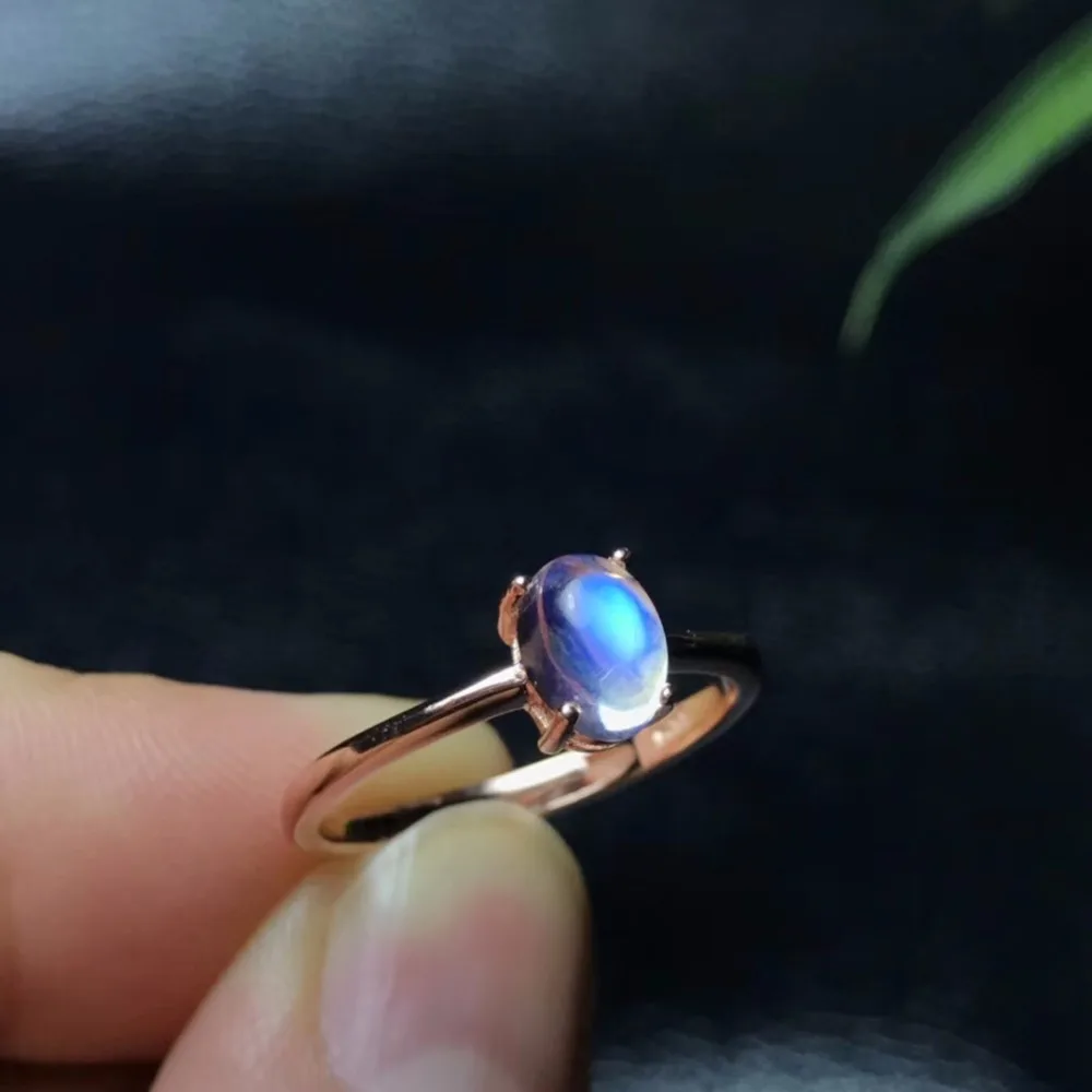Простой и изысканный, последний стиль натуральный лунный камень синего цвета кольцо, 925 серебро, чистые камни, красивые цвета