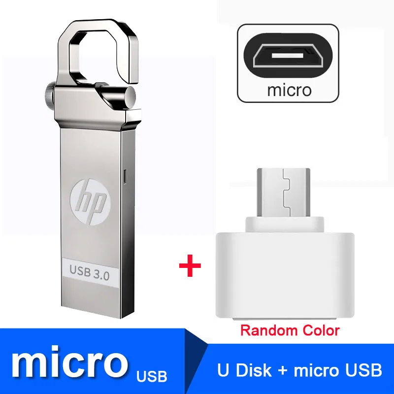 x750w Plus OTG USB флеш-накопитель HP, 64 ГБ, металлическая флешка, 32 ГБ, плюс, OTG, DJ, сделай сам, логотип, флеш-накопитель, 16 ГБ, Cle, USB 3,0, флеш-карта памяти, 128 ГБ, Прямая поставка - Цвет: x750w Plus OTG