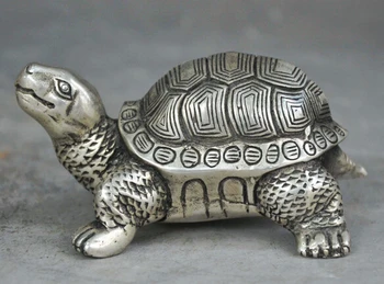 

ymying 1009++++4" Folk Old China FengShui Silver Wealth Testudo Turtle Tortoise Statue Figurine