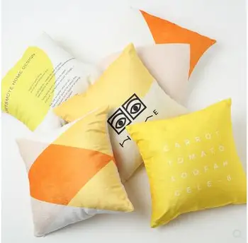 

Pillowcase Warm yellow stitching plush double-sided pillowcase Dormitory seat sofa office cushion cover