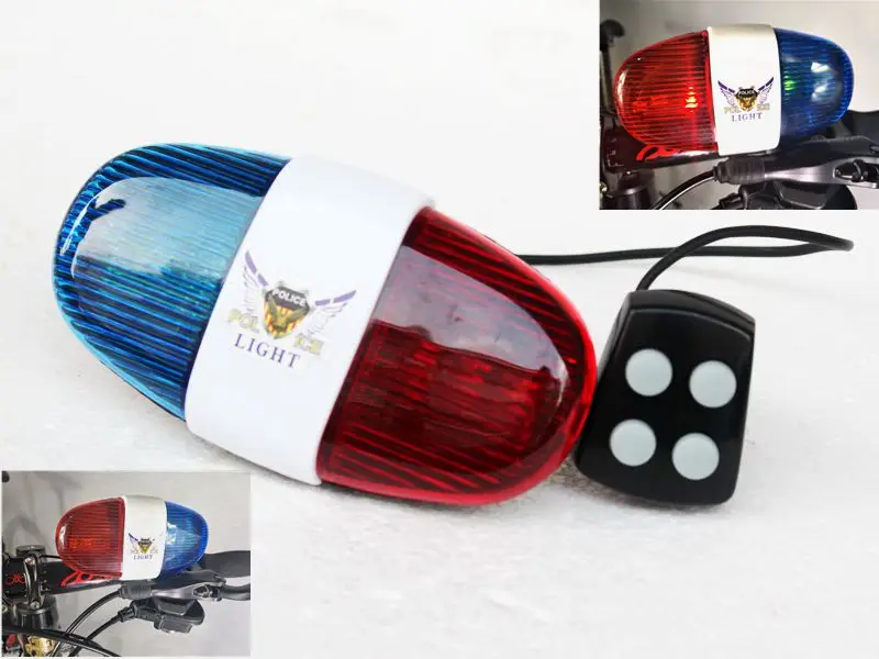 1X Fahrrad 6LED Leicht und 4 laut Sirene Ton Trompete Fahrrad Hupe Glocke
