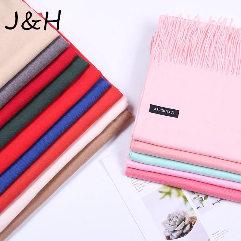 

2018 Women Fringed Hijab Winter Long Foulard Scarf Pashmina Cashmere Stoles Scarves Autumn Female Shawl Drop Dhipping
