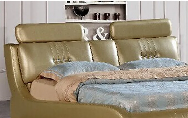 Высокое качество заводская цена королевский большой королевского размера из натуральной кожи мягкая кровать, мебель для спальни мягкая кровать 4195