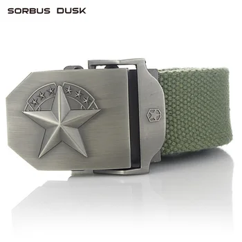 

SORBUS DUSK Automatic Buckle Canvas Belts Military Waist Nylon Strap Belt Canvas Jeans Belt With Five-pointed Star designs