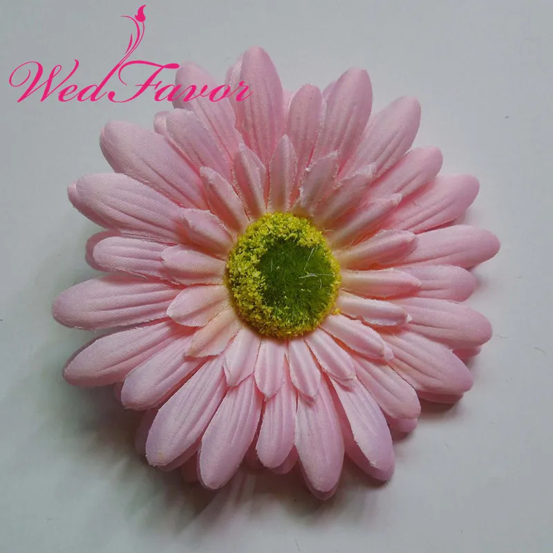 WedFavor 50 шт. 4 ''10 см Искусственный шелк Гербера цветок ромашка головы подсолнухи для DIY аксессуары для волос украшения одежды - Цвет: Pink