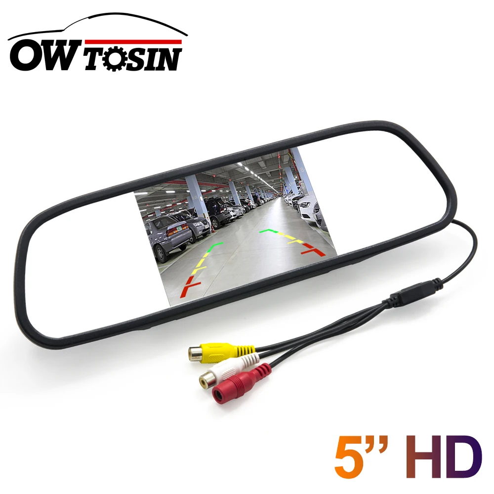 Owtosin Высокое разрешение HD 5 дюймов зеркало заднего вида монитор 800*480 Автомобильный парковочный монитор для камеры заднего вида 2CH видео вход