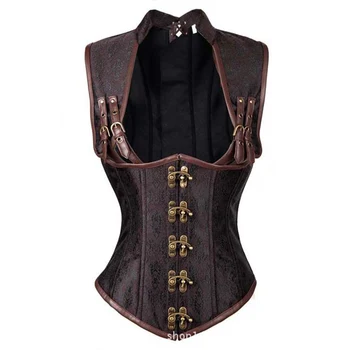 

Brown Sexy Corsets And Bustiers Steel Bone Steampunk Corset Underbust Gothic Clothing Plus Size Corselete Feminino Espartilhos