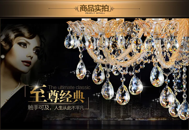 Iluminação do Candelabro de Cristal Moderna Exportação Lustres Cristal Vela Villa Sala Estar Lustre k9 Mod. 135627 14 China living room chandelier Suppliers