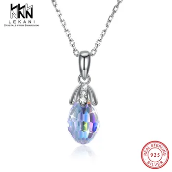 

Simple Fashion Tiny Water Drop Necklace Crystals From Swarovski Pendant For Women 925 Sterling Silver Chain Engagement Jewelry