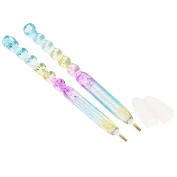 

High Quality 2Pcs/lot Colorful 5D Diamond Painting Embroidery Tools Kit Point Diamond Mosaic Drill Pen DIY Craft Accessories