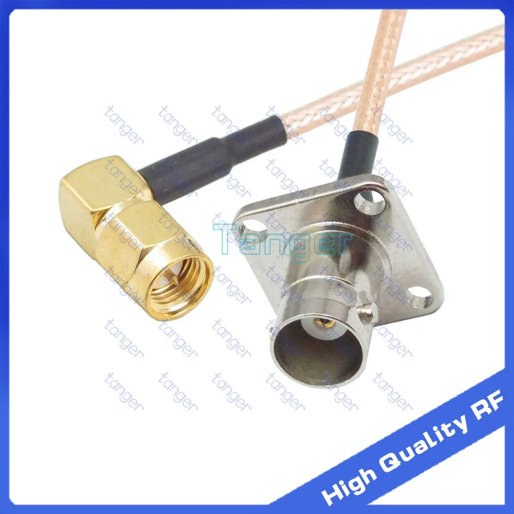 

BNC female 4hole panel to SMA male right angle with RG-316 RF Coaxial Pigtail Jumper cable 6" 15cm Tanger High Quality RF cables