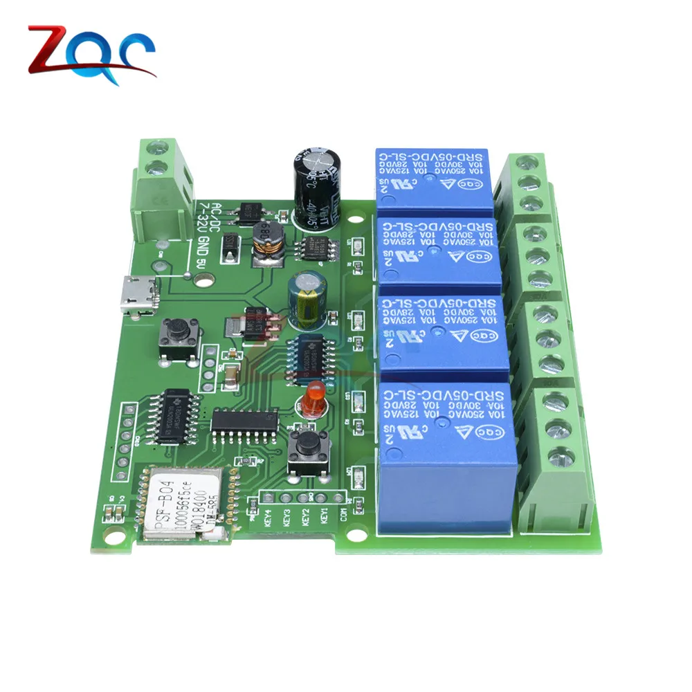 DC 5 V-32 V 4 WiFi реле канала модуль с помощью приложения на телефоне Беспроводной дистанционного Управление переключатель пробежку с встроенной функцией спуска затвора блокировки для Умный дом DC 12V 24V