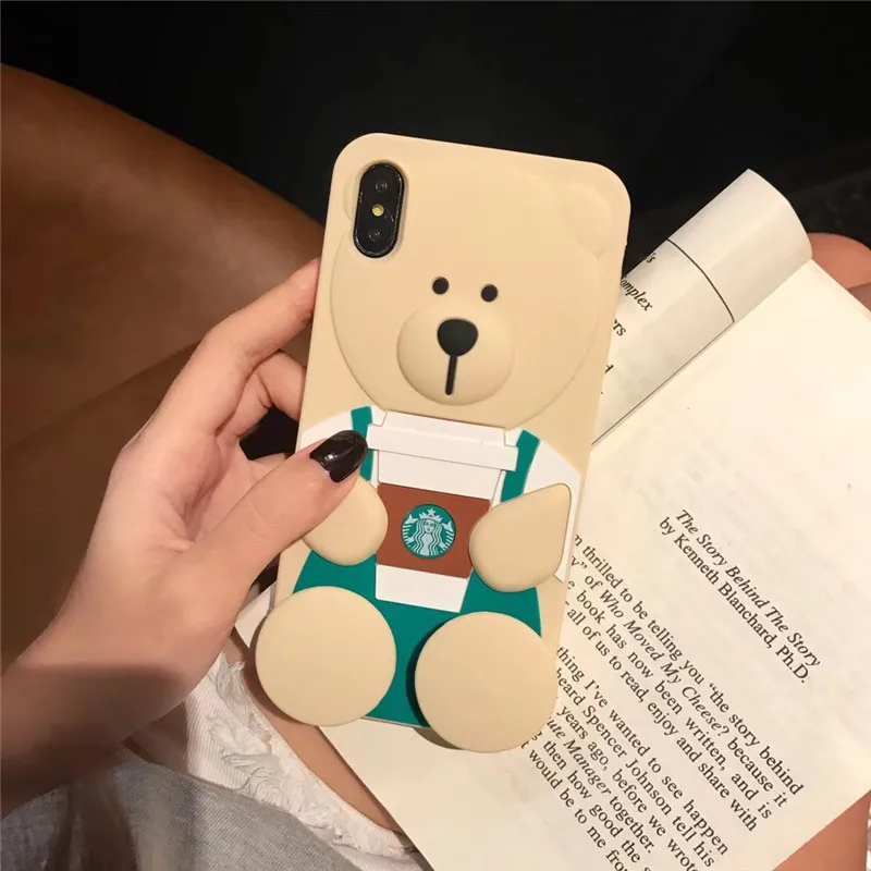 

Cartoon Coffee Cup Bear For IPhone X XR XS Max Silicone Case mobile phone shell Apple7 8 6 6s Plus Soft Shell Applicable