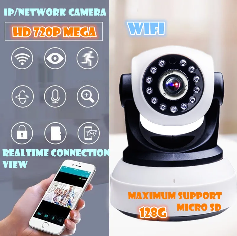 P2P IP Camera 720P HD Wifi Wireless Baby Monitor PT Security ONVIF Cloud Night Vision Micro SD
