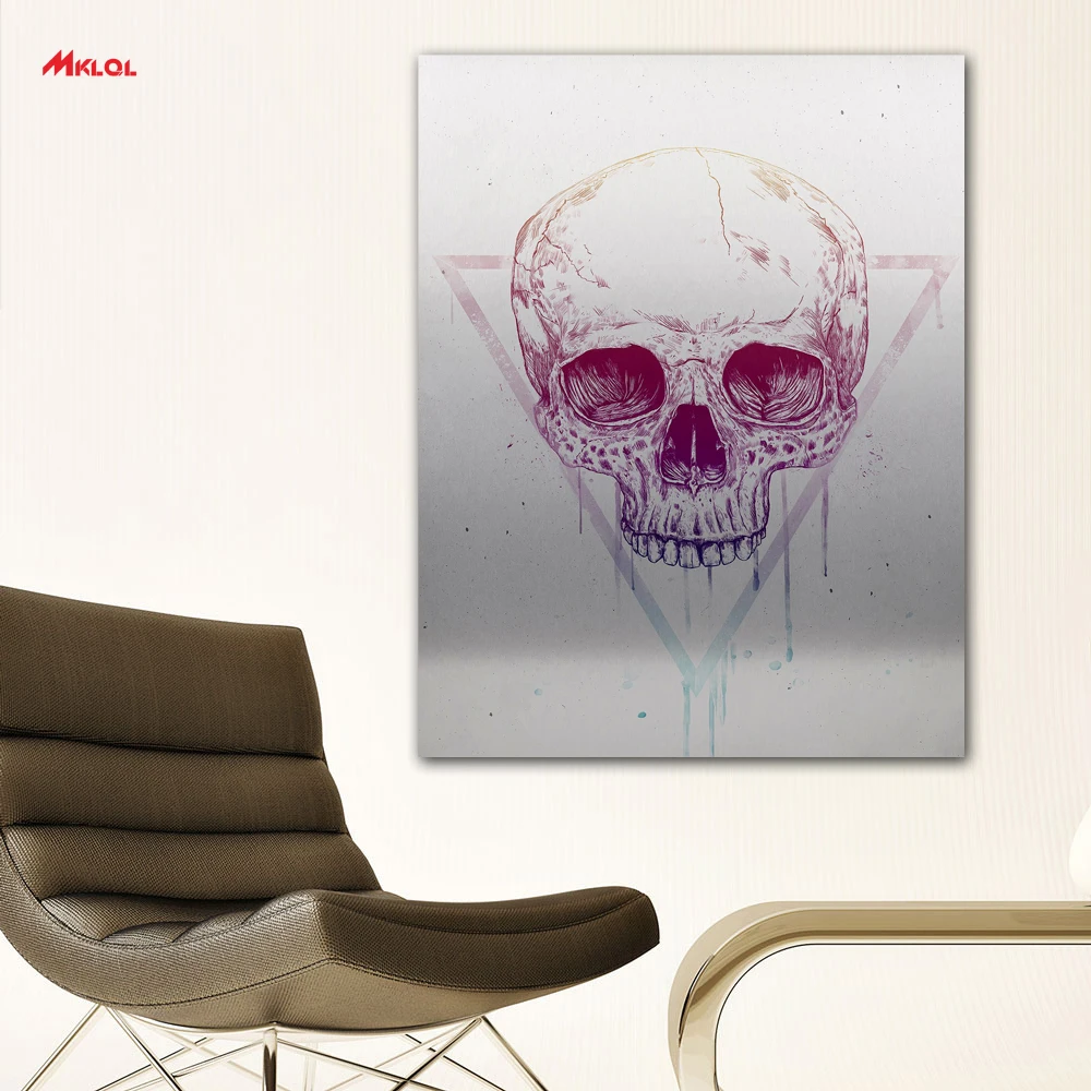 large Wall Art Skull Portrait Canvas Painting For Living Room Home