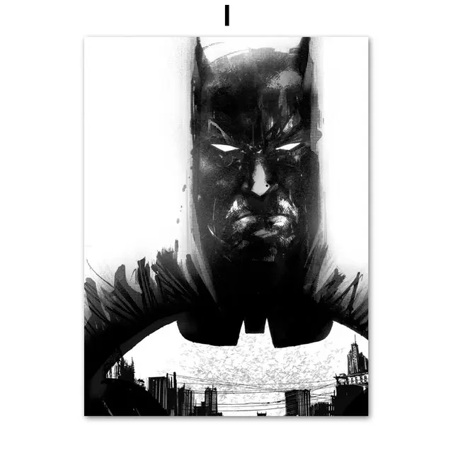 Black White Superhero Batman DC Comics Wall Art Canvas Painting Nordic