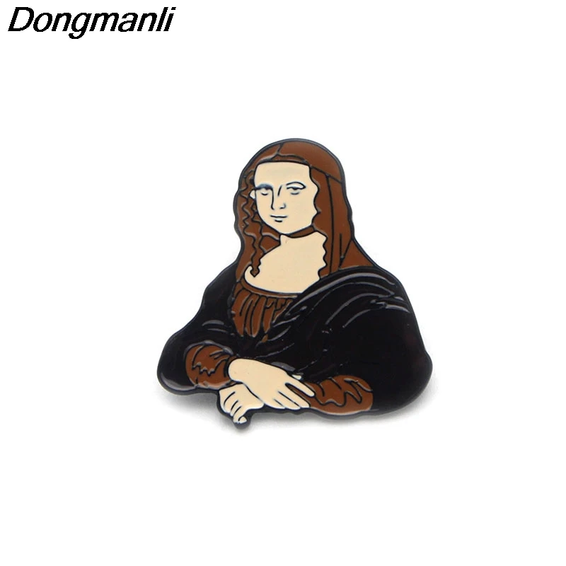 

P2132 Dongmanli 20pcs / lot Inspired by "Mona Lisa" by Leonardo da Vinci vintage brooch high quality Metal enamel pins badge