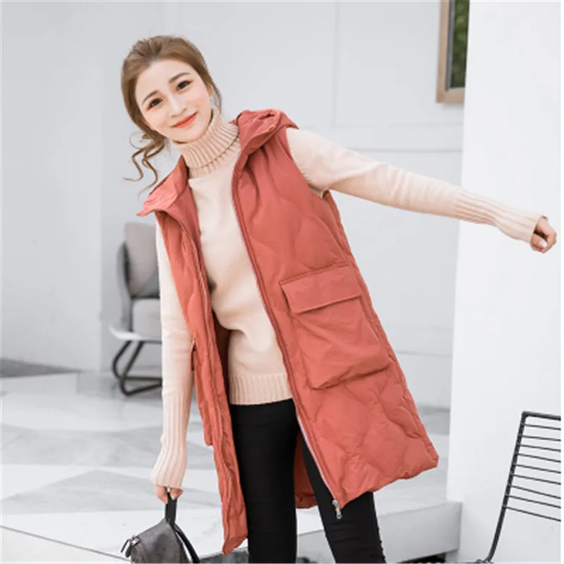 New Brand women vest Winter jacket Hooded Thicken Warm Long Casual