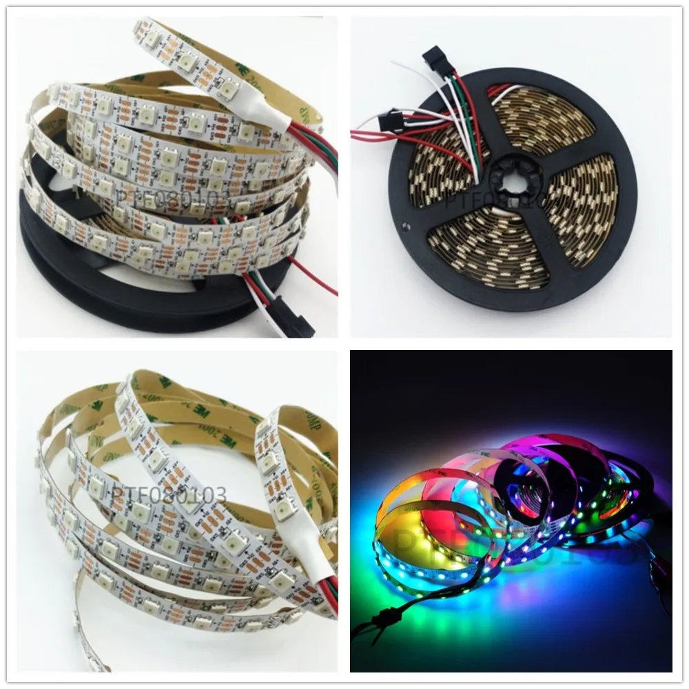 Светодиодная лента WS2812B 5050 RGB 5 м 150 светодиодов 300 30 светодиодов/м индивидуально