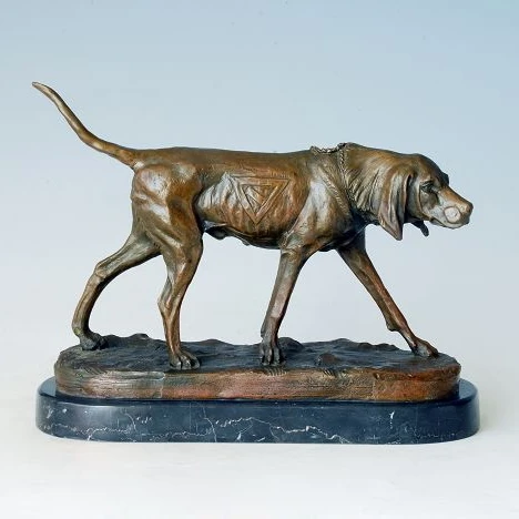 

ATLIE BRONZES Gifts sleuth hound Puppy Sculpture Bronze hunter Dog Figurine Animal Home Furnishing Articles
