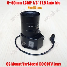 1.3MP 1/" 6-60 мм F1.6 CS постоянного тока с автоматической диафрагмой с переменным фокусным расстоянием Объективы для видеонаблюдения для 720 P 960 P 1,3 мегапиксельная аналоговая IP фургон Камера по excelax