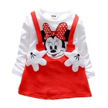 Детское платье с Минни Маус для девочек, Новое Детское платье с Микки Маусом для девочек Повседневное платье с длинными рукавами с Минни Маус для малышей Детская одежда для маленьких девочек