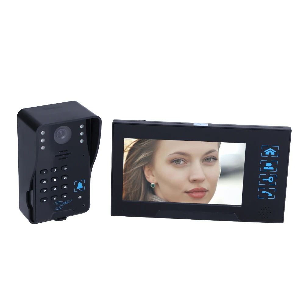 

Home 7" LCD monitor Speakerphone intercom Color Video Door Phone doorbell access Control System doorphone With Memory Card