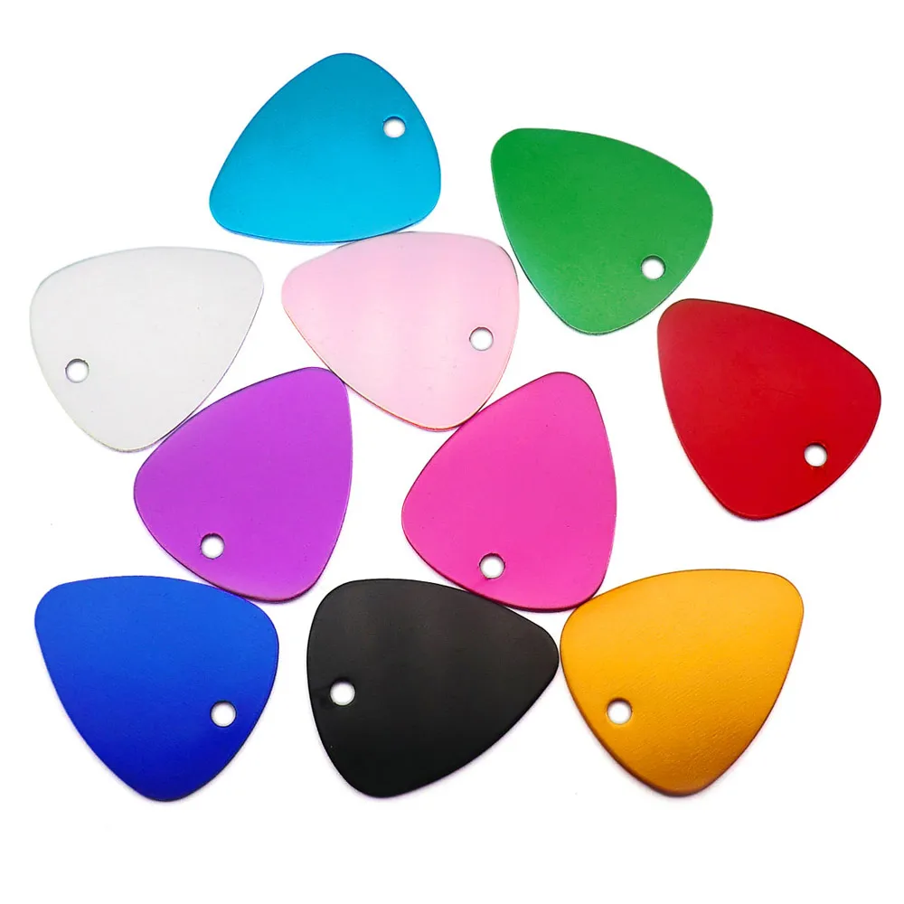 

Wholesale 20Pcs Pet Tag Customized Engravable Cat Dog Guitar Shape ID Tags Name Telephone Pattern Aluminum Collar Accessories