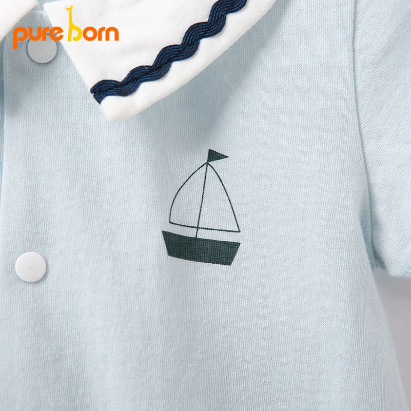 Pureborn baby rompers algodón lindo marinero Barco de dibujos animados encantador sólido muchachas del muchacho recién nacido manga corta traje bebes ropa Pureborn baby rompers algodón lindo marinero Barco de dibujos animados encantador sólido muchachas del muchacho recién nacido manga corta traje bebes ropa