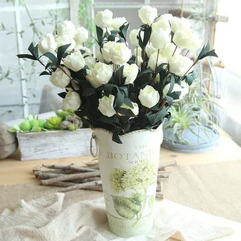 

1 Bunch 6 Heads PE Artificial Roses Flower Home Hotel Wedding Party Hand Bouquet Luxury Floral Decor Plastic Flowers