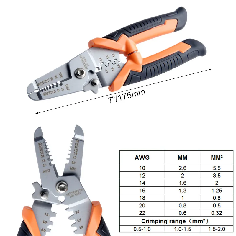 RDEER " /8" обжимные плоскогубцы для зачистки проводов многофункциональные ножницы резак кабеля электрик многофункциональный инструмент