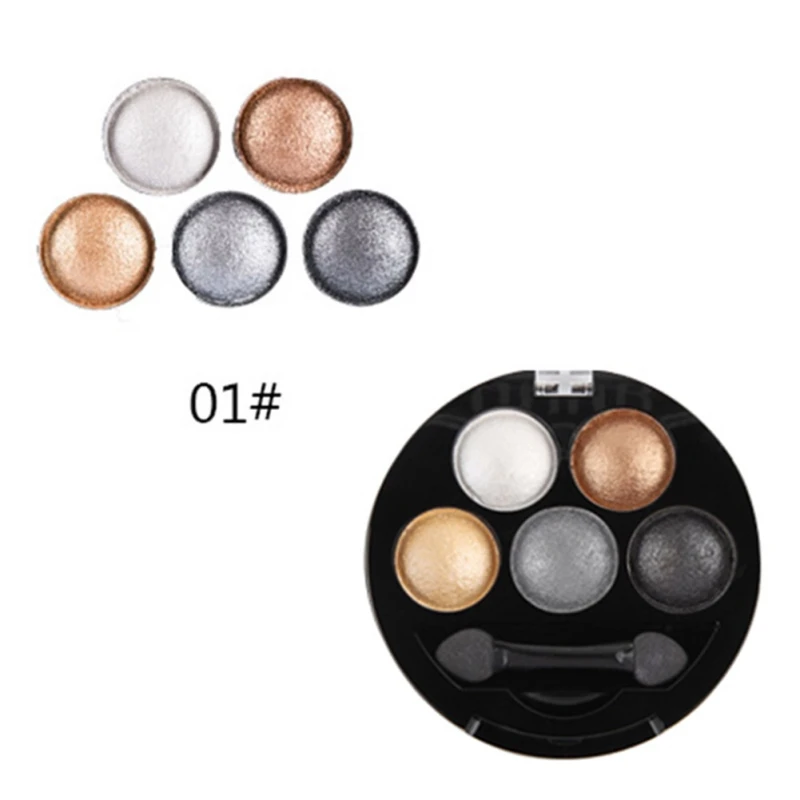 

5 Colors Pigment Eyeshadow Palette Metallic Shimmer Makeup Beauty Make Up Warm Color Waterproof Eye Shadow Powder